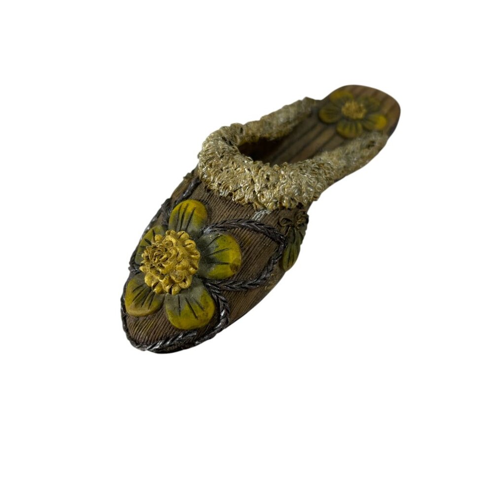 Miniature Decorative Resin Shoe Figurine Flower Design Collectible Decor